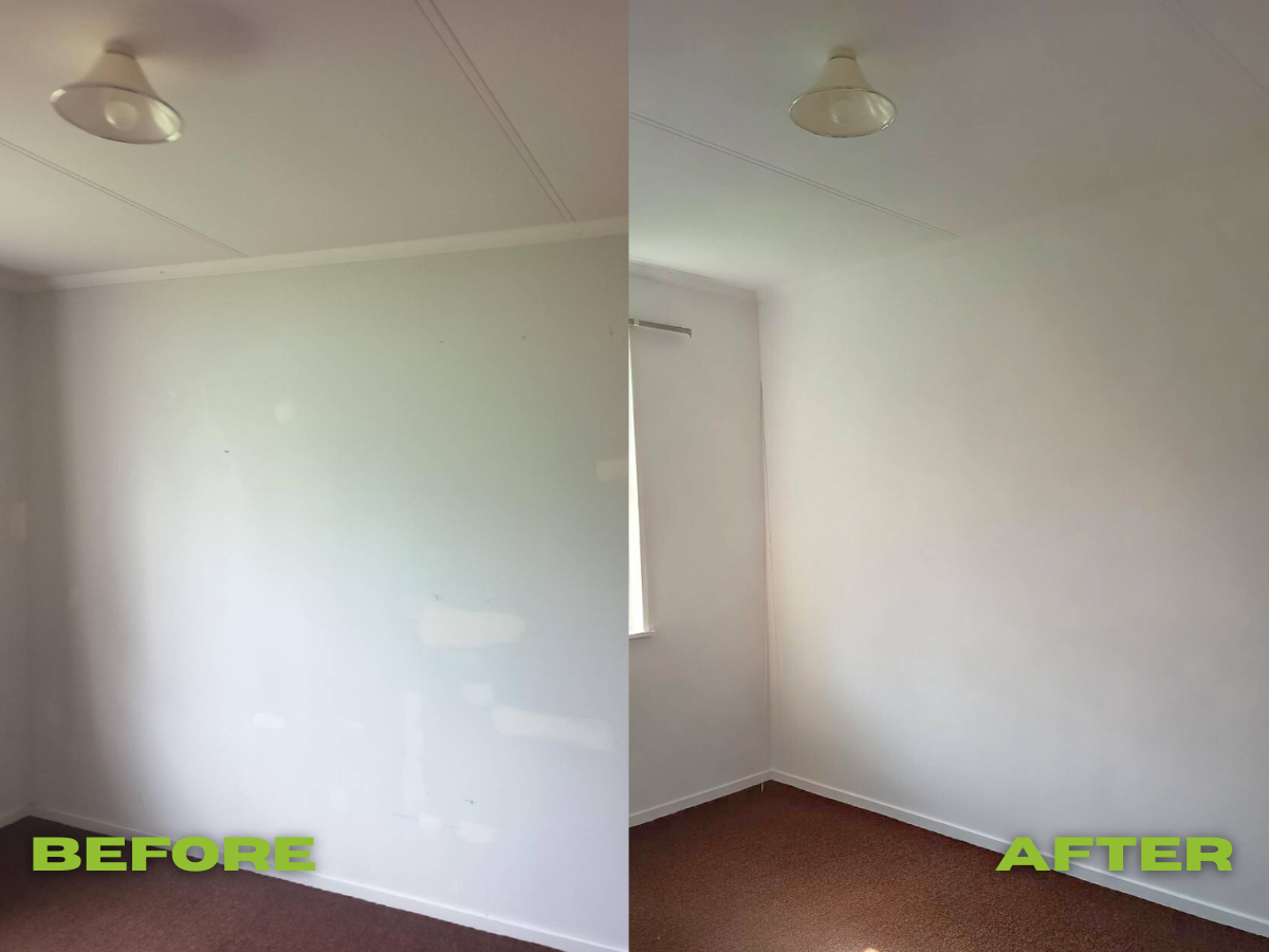 Before and after interior plaster and paint